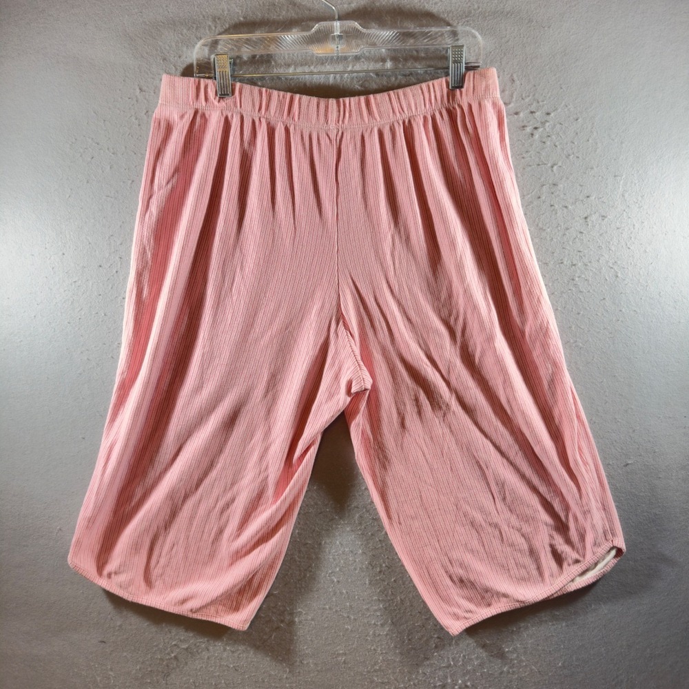 1388 | Karen Neuburger Striped Ribbed Knit Pajama Set Pink Womens 1X - Picture 8 of 13